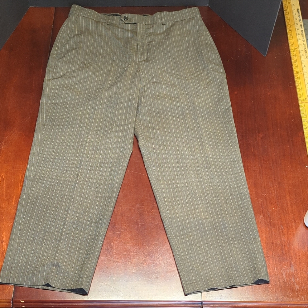 Haggar Men's Olive Pinstripe Dress Pants